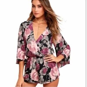 Floral Romper with Bell Sleeves